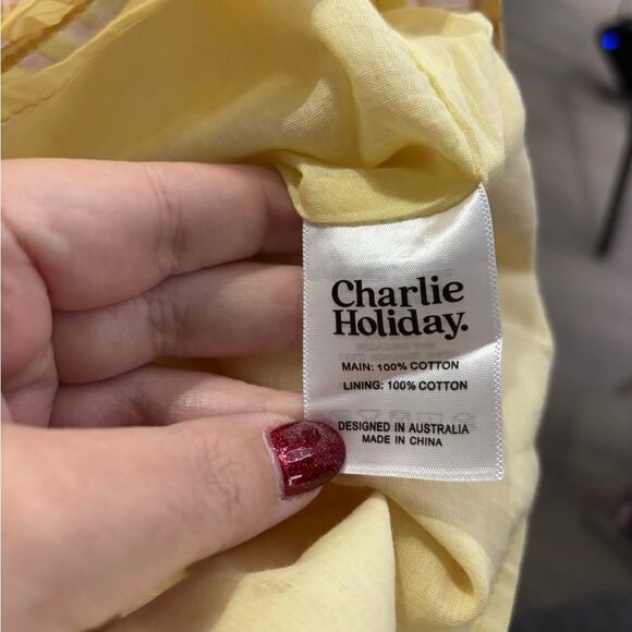 Charlie Holiday Yellow Plaid Long Sleeve Dress Ruffle Detail Size 6 - Picture 8 of 8